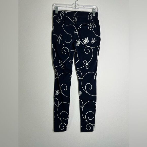 HUE Navy Blue Pants with Pattern Embroidered Size S - Picture 4 of 13